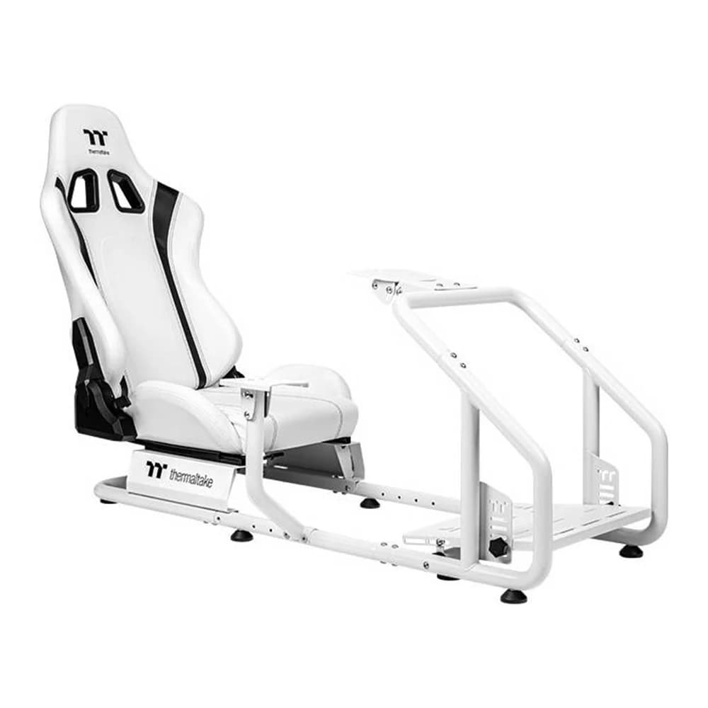 Thermaltake GR300 Racing Simulator Cockpit Snow, Up to 100kg Weight Capacity, Adjustable PVC Racing Seat, Pedal Brackets, Sandblasted Aluminum Anodizing Finish, Cable Management