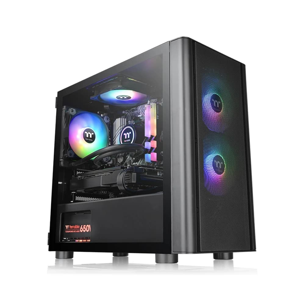 Thermaltake V150 Tempered Glass ARGB Breeze Micro Chassis PC Case Black
