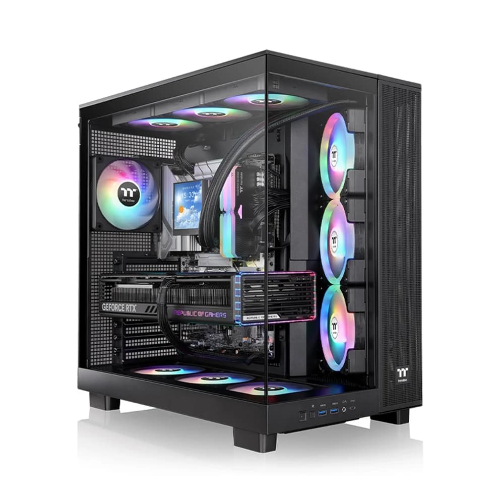 Thermaltake View 380 XL TG ARGB Mid Tower Chassis PC Case Black