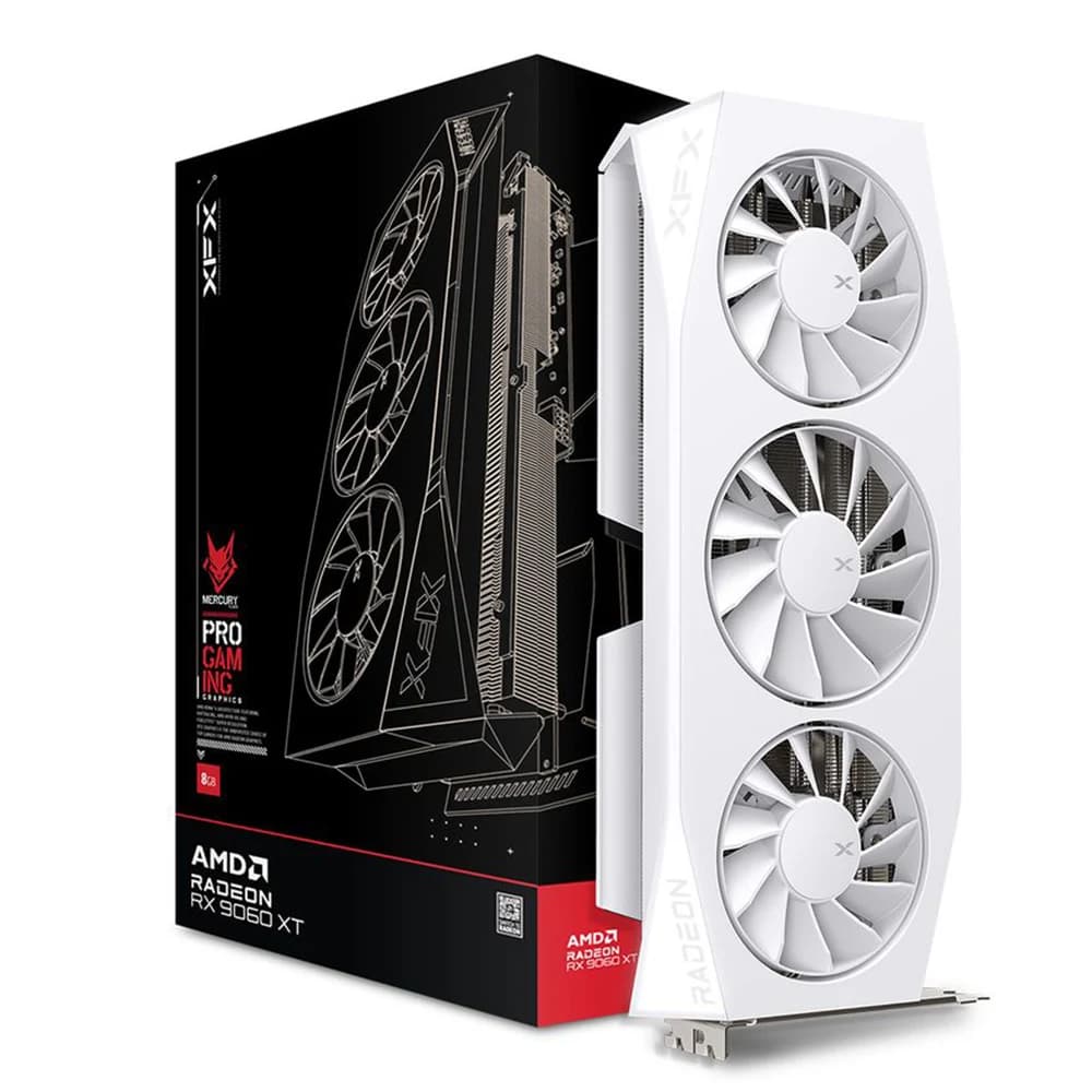XFX Mercury AMD Radeon RX 9060 XT OC White Gaming 16GB Graphics Card, 16GB GDDR6, 2780 MHz Engine Clock, 2048 Stream Processors, PCI-E 5.0