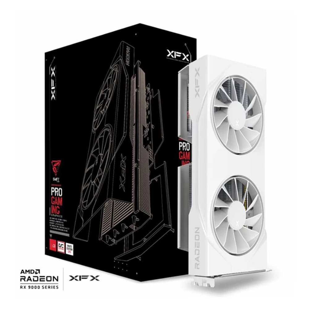 XFX Swift AMD Radeon RX 9060 XT OC White Gaming Edition 8GB Graphics Card, Engine Clock 2780 MHz, 8GB GDDR6, 2048 Stream Processors, PCI-E 5.0