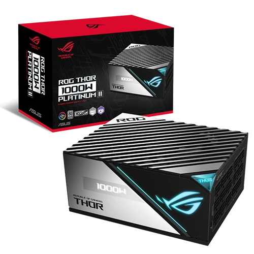 ASUS Rog Thor 1000W Platinum II Gaming Power Supply Close to the box