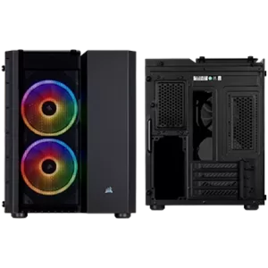 280X RGB Micro-ATX Case — Black Front & Back View