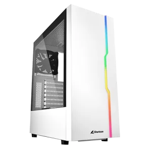 Sharkoon RGB Slider Mid Tower ATX Case-White | 4044951032006 , I/O panel, 2 USB 3.0 ports, 14 different lighting modes, 7 Expansion Slots