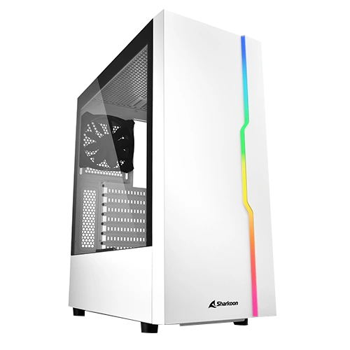 Sharkoon RGB Slider Mid Tower ATX Case-White | 4044951032006 , I/O panel, 2 USB 3.0 ports, 14 different lighting modes, 7 Expansion Slots