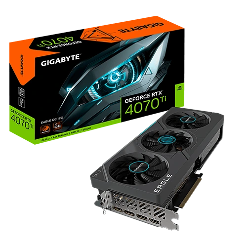 Gigabyte GeForce RTX4070 Ti Eagle OC 12G Graphics Card close to the box view
