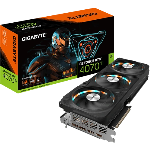 GIGABYTE RTX 4070 Ti GAMING OC 12G Graphics Card Close to the Box View