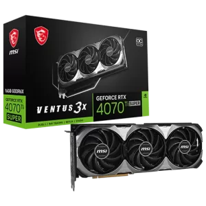 MSI GeForce RTX 4070 Ti Super 16GB Ventus 3X OC Graphics Card, GDDR6X 256-bit Memory, 8448 CUDA Cores, 21 Gbps Memory Speed, 2640 MHz Boost Clock, DisplayPort x 3 (v1.4a)