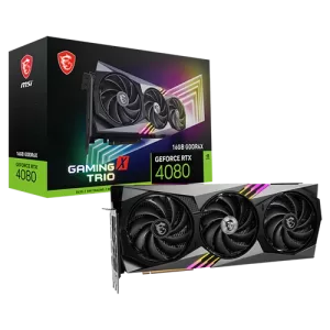 MSI GeForce RTX 4080-16gb Gaming X Trio Graphics Card close to the box