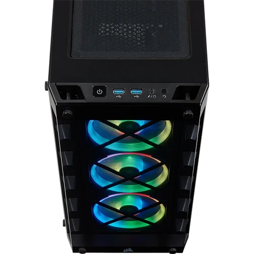 465X RGB Mid-Tower ATX Smart Case top with Power Button, 2x USB Ports 3.0, Audio/Mic Jac and Reset Button