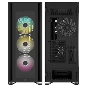 Front and back view of iCUE 7000X RGB Full-Tower ATX PC Case