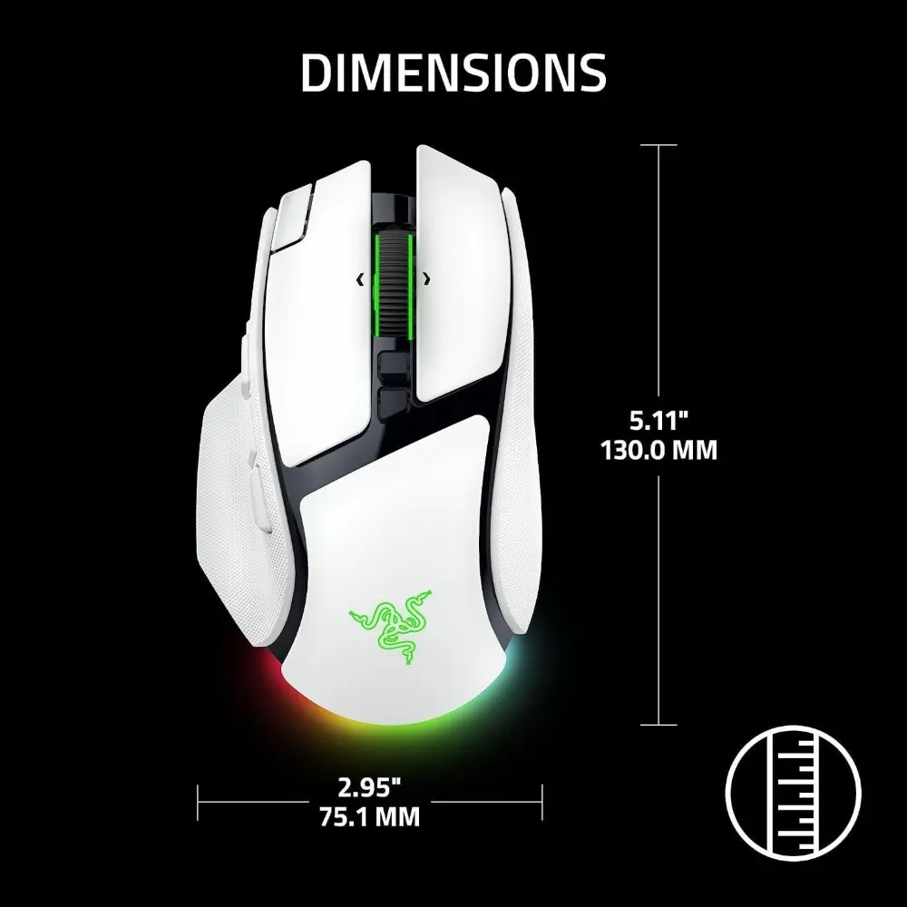 Razer Basilisk V4 Pro Wireless Gaming Mouse White 3