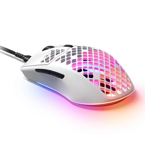 SteelSeries Aerox 3 (2022) Wired Gaming Mouse, TrueMove Core sensor, 35G Acceleration, 1000Hz / 1 ms Polling Rate, White Matte Finish