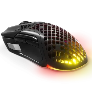 SteelSeries Aerox 5 Wireless Gaming Mouse, AquaBarrier technology is IP54-rated, 2.4 GHz or Bluetooth 5.0, 400 IPS, 40G acceleration, and tilt tracking