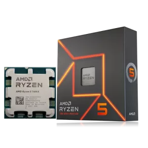 AMD RYZEN 5 7600X Computer Processor chip and box view