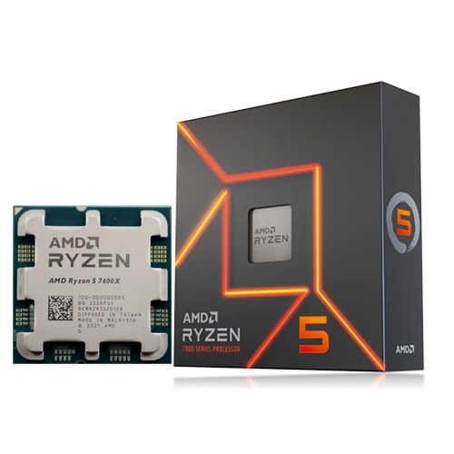 AMD RYZEN 5 7600X Computer Processor chip and box view