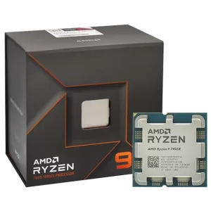 AMD RYZEN 9 7950X Desktop Processor box and chip