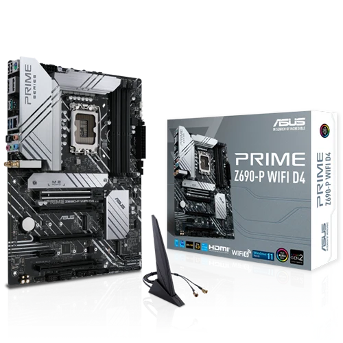 ASUS PRIME Z690 P WIFI D4 ATX Motherboard Close to the box and Antena