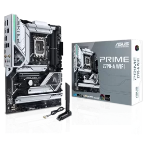 Asus Prime Z790-A Wifi motherboard close to the box and antena