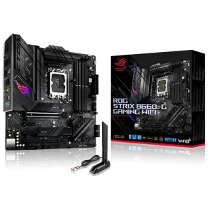 ASUS ROG STRIX B660-G GAMING WIFI Motherboard Close to the Box and wifi anteena