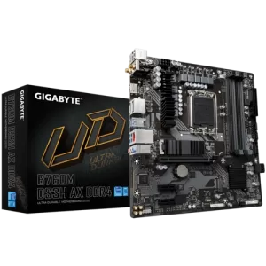 Gigabyte B760M DS3H AX DDR4 Motherboard, Intel Socket LGA 1700, 4*DIMMs XMP Memory Module Support, PCIe 4.0, 2.5GbE LAN & Wi-Fi 6E