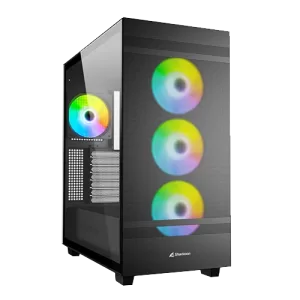 Sharkoon Rebel C50 RGB ATX PC Case Black, 7 Expansion Slots, 3x 120 mm Addressable RGB LED PWM Fan (Pre-Installed), Mini-ITX, Micro-ATX, ATX Mainboard Compatibility