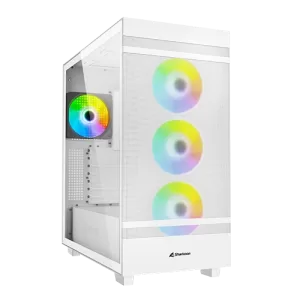 Sharkoon Rebel C50 RGB ATX Full Tower PC Case White, up to two 360 mm radiators or eleven 120 mm fans, 3x 120 mm Addressable RGB LED PWM Fan Front Panel, 20 Modes Manual Control