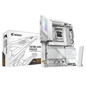 Gigabyte X870E AORUS PRO ICE Motherboard, AMD X870E Chipset, AMD Socket AM5, 4 x DDR5 DIMM Sockets up to 256 GB