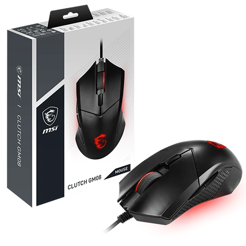 MSI CLUTCH GM08 GAMING MOUSE close to the box and under glow