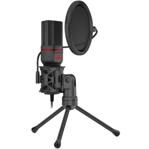 Redragon GM100 Seyfert Gaming Stream Microphone, High-quality condenser microphone, 3.5mm jack, Portable, rotatable, foldable tripod stand