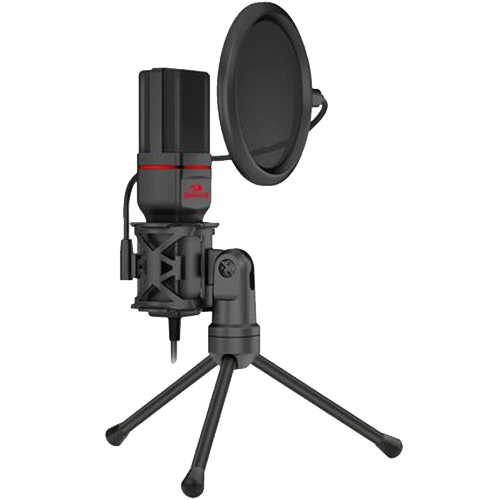 Redragon GM100 Seyfert Gaming Stream Microphone, High-quality condenser microphone, 3.5mm jack, Portable, rotatable, foldable tripod stand