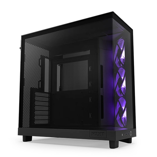 NZXT H6 Flow RGB Compact Dual-Chamber Airflow Mid-Tower ATX Black PC Case | CC-H61FB-R1