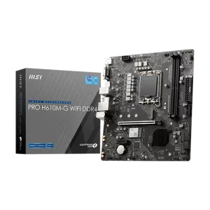 MSI Pro H610M-G Wifi DDR4 M-ATX Motherboard, LGA 1700 Socket, Intel H610 Chipset, Dual Memory Channel, 64GB Max Memory, Intel Wi-Fi 5, Bluetooth 4.2