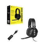 Corsair HS55 Surround Gaming Headset — Black With USB Cable and Close to the Box