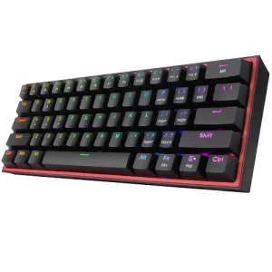 Redragon K617 Fizz RGB Gaming Keyboard Black, Red Switches with 61 Keys, Hot-Swappable, 20 Presets Backlighting, Detachable Type-C Cable, English Layout, Vibrant RGB