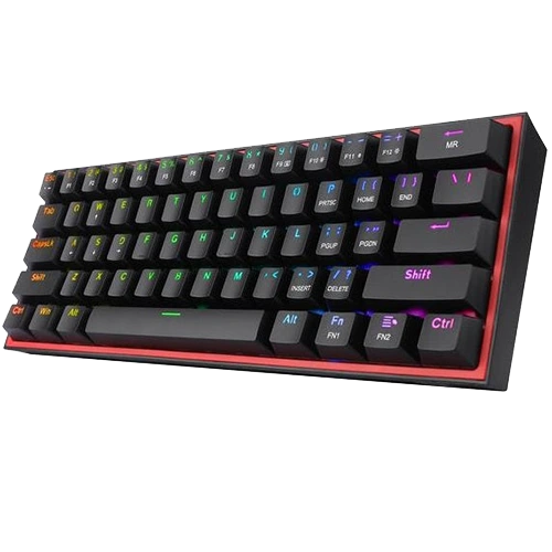 Redragon K617 Fizz RGB Gaming Keyboard Black, Red Switches with 61 Keys, Hot-Swappable, 20 Presets Backlighting, Detachable Type-C Cable, English Layout, Vibrant RGB