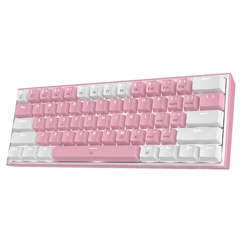 Redragon FIZZ K617 60 White & Pink Mechanical keyboard, 60% Layout 61 Keys, Dual Color Design, 430g Ultra-light design