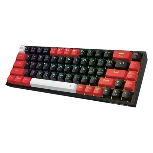 Redragon K631 Pro Wireless RGB Gaming Keyboard, 65% 3-Mode Wireless, 68 Keys Hot-Swappable Compact, Free-Mod PCB Socket & Dedicated Arrow Keys, Quiet Red Linear Switch