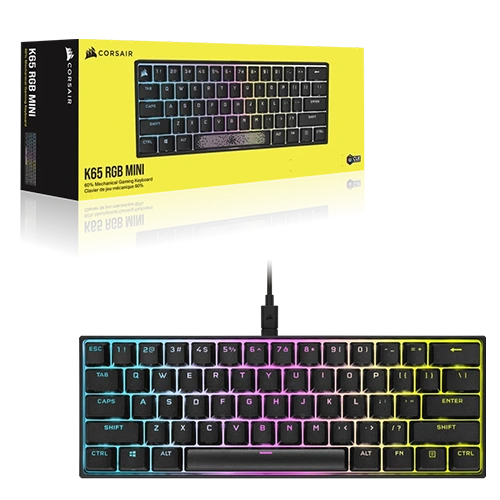 Corsair K65 RGB MINI 60% Mechanical Gaming Keyboard Black Close to the box