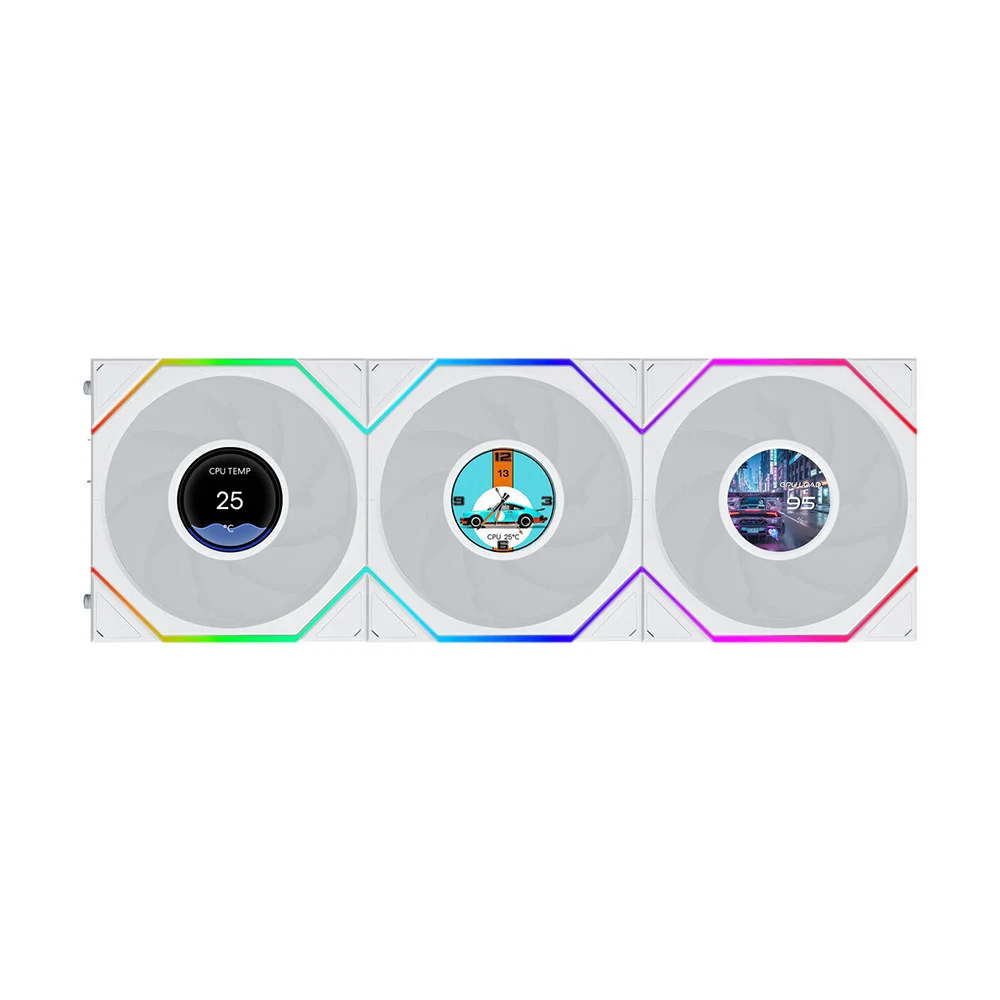 lian-li-uni-fan-tl-lcd-flex-3-pack-cpu-cooler-white 1 Lian Li UNI FAN TL LCD FLEX 120mm White ARGB 3-Pack Case Fan