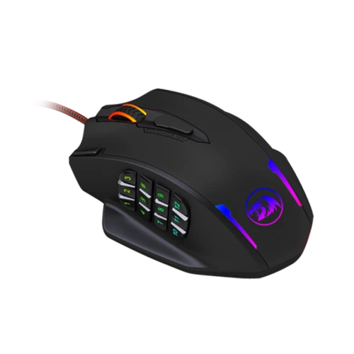 Redragon M908 IMPACT MMO Gaming Mouse, 12,400 DPI, 18 Programmable Buttons, 12 Side Buttons, 16.8 Million Customizing LED Color Option