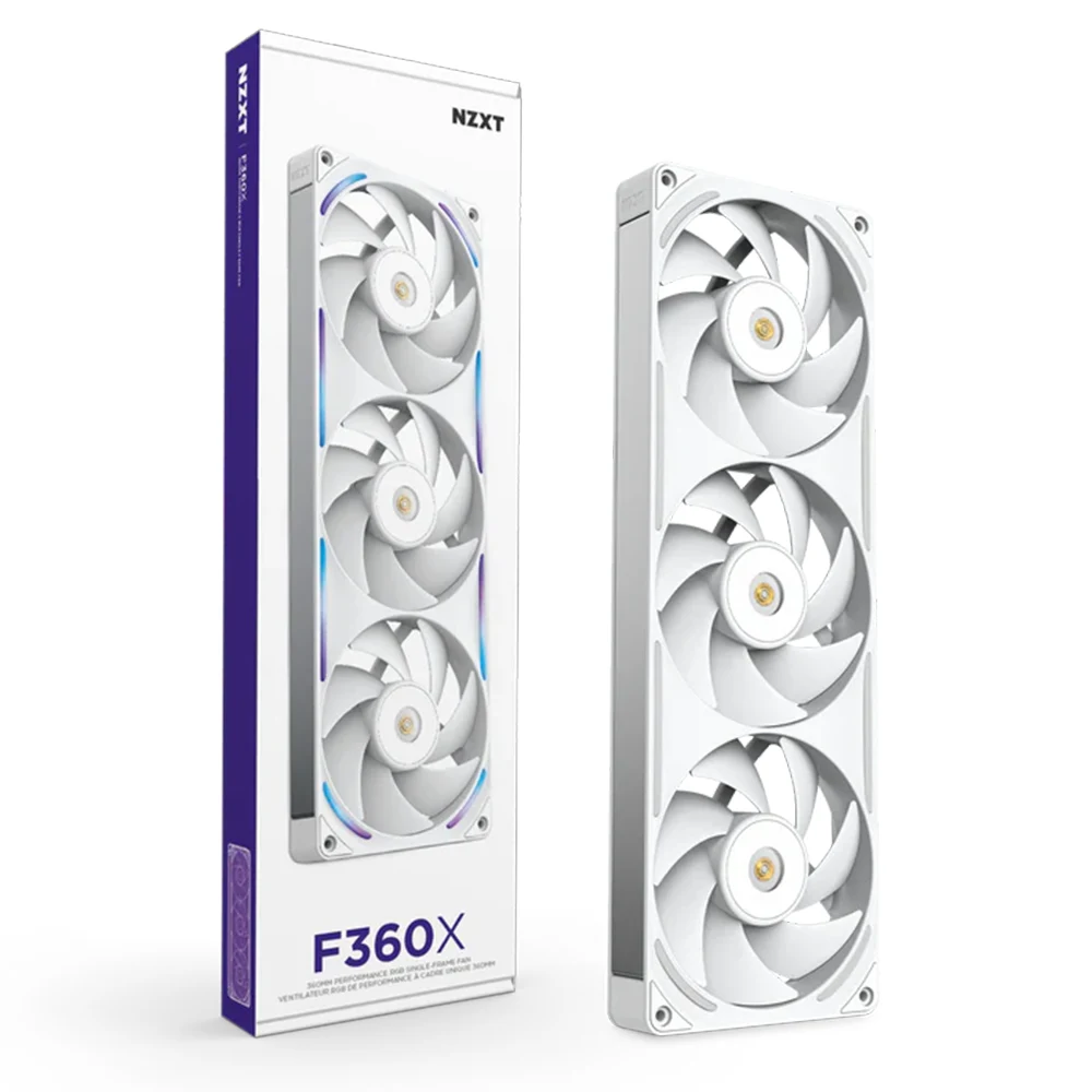 nzxt-f360x-360mm-performance-rgb-single-frame-cooler-fan-white NZXT F360X RGB 360mm Performance Single-Frame Cooler Fan White