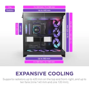 nzxt-h9-flow-rgb-2025-dual-chamber-atx-mid-tower-pc-case-black 2