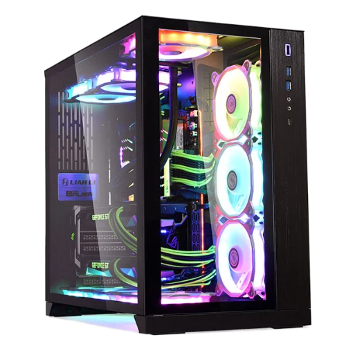 Lian Li O11 Dynamic Tower ATX Computer Case front view with RGB Components