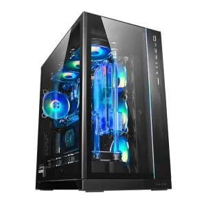 Lian Li O11 Dynamic XL ROG TG E-ATX Gaming PC Case front veiw with components