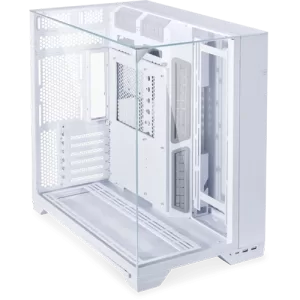 Lian Li O11 Vision ATX Mid Tower PC Case White, 3mm Clear Top Tempered Glass, Aluminum with White Powder Coating, adjusable motherboard tray, Flexible Cable Clips