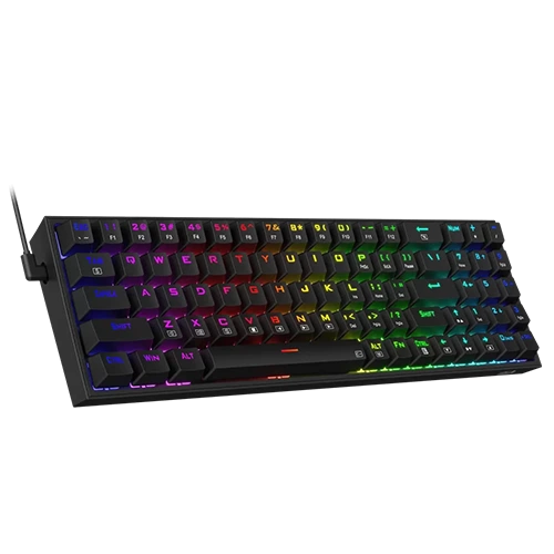 Redragon Pollux K628-RGB Pro Wired Mechanical Keyboard, Red Switches, 100% Hot-Swap Socket, Wired 78 Keys Layout, Vibrant Groovy RGB