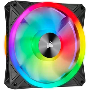 Front view of Corsair QL Series QL140 RGB 140mm LED Fan Single Pack — Black