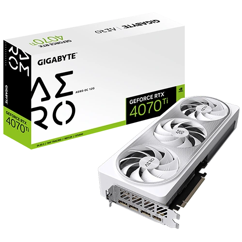Gigbyte GeForce RTX 4070-Ti AERO OC 12G Graphics Card close to the box view