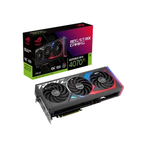 ROG Strix GeForce RTX 4070Ti 12GB GDDR6X OC Edition Graphics Card Close to the Box View